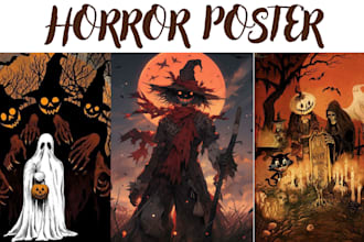 design retro vintage poster, movie poster, halloween, horror poster design