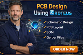 make pcb design schematic, layout, circuit design using proteus