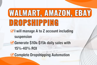 launch and automate walmart dropshipping, ebay and amazon dropshipping business