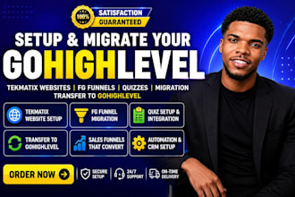 setup tekmatix gohighlevel website migrate fg funnel quiz transfer go high level