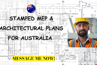 draw and stamp australia full mep plan, architectural drawing, barndominium