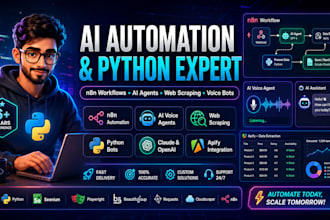 build n8n automation,web scraping,ai voice agent,claude,web bot,python,apify,ai