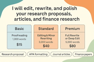 review, report, articles, proposal and finance research