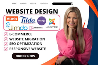 design professional website on joomla, duda, jimdo, strikingly, mobirise, tilda