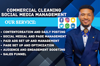 be your cleaning social media marketing manager content creator, lead generation
