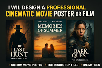 design professional cinematic movie poster custom photoshop film poster cover