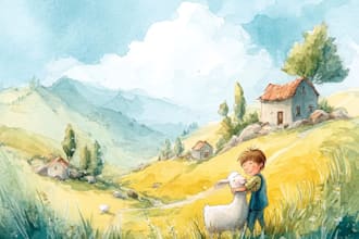 do watercolor illustration for children book, landscape, website