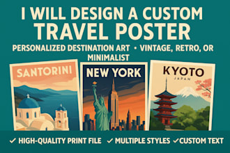 design custom travel poster vintage destination wall art trip holiday flyers
