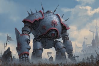 make a mecha robot,armor,gundam in anime or realism style