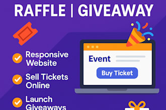 setup an event website and start selling tickets, raffle website, giveaway