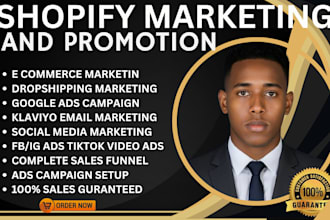 do shopify marketing, facebook ads, sales funnel and boost sales