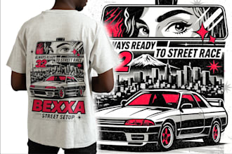 custom manga panel tshirt designs for streetwear and apparel