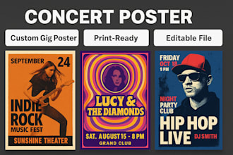 design custom concert poster music party band tour promo flyer club music event