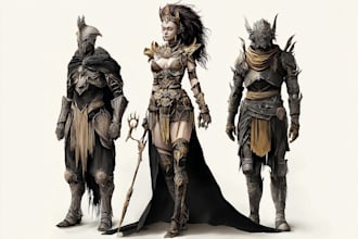 draw fantasy scifi custom characters and concept