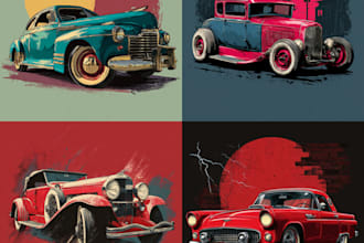draw vintage car illustration for t shirt design