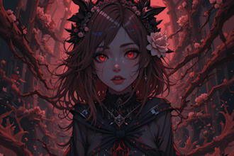 create dark art illustrations in anime or manga style