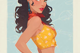 draw a pin up girl and pin up girl illustration
