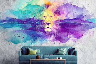 design abstract watercolor wall art