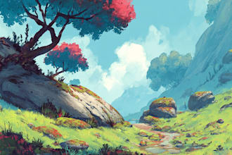 paint landscape and architechtural structure with watercolor