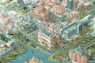 design a travel and event map, city illustration