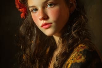 make a stunning digital oil painting portraits