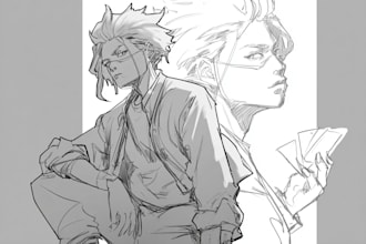 sketch your oc, dnd character, vtuber, anime character,