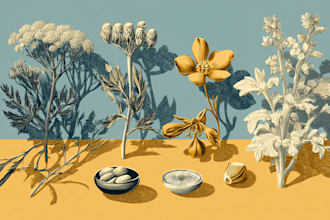 medical object include linocut style botanical illustration