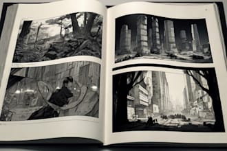 do illustration book, comic, manga storyboard, animatic