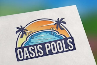 do swimming, pool service, costume logo design