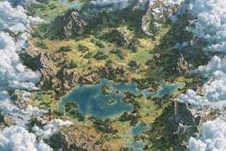 create a high quality detailed fantasy map  and fiction