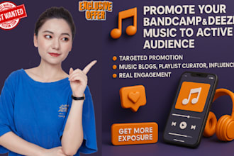 do promote your bandcamp music, deezer music promotion to active audience