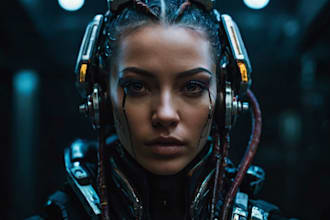 create scifi or cyberpunk character portrait art
