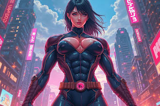 draw cartoon, anime, super hero portrait or concept art