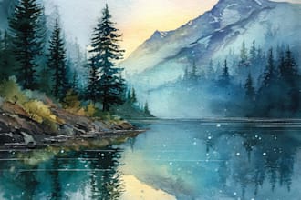 paint a watercolor landscape illustration