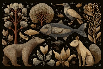 draw animal and botanical illustrations