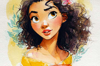 draw a disney watercolor portrait
