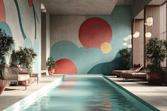 make a design in swimming pool, garden and landscape