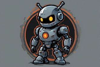 design creative robot head mascot logo