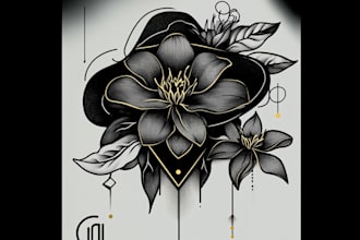 hand draw a full back tattoo design unique modern