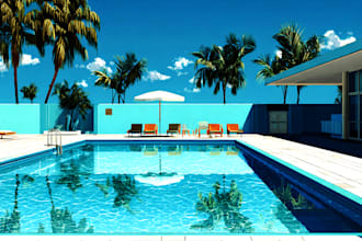 draw a realistic design in dream pool of swimming