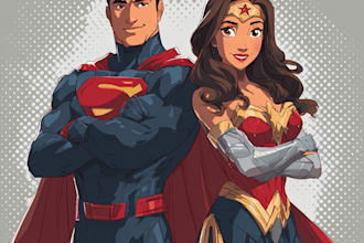 make superhero couple portrait