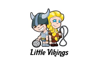 design attractive cartoon viking logo for sporty kids