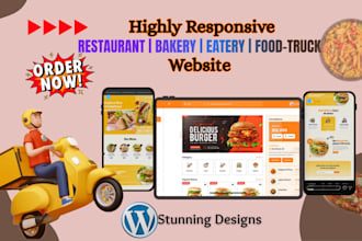 design wordpress restaurant website, bakery, eatery, food cafe website