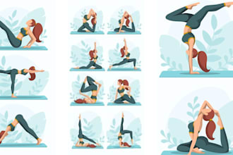 draw amazing yoga, fitness, workout, exercise or other pose illustrations