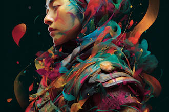 do expressive colorful abstract portraits