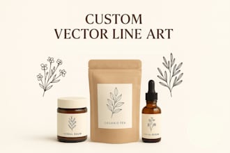 create vector line art illustrations for packaging or cosmetics