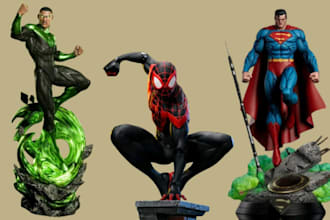 create realistic 3d superhero characters logo and stl files for 3d printing