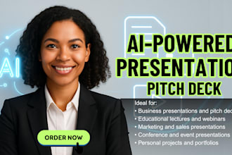 design ai powered powerpoint and pitch deck with unique content, images, script