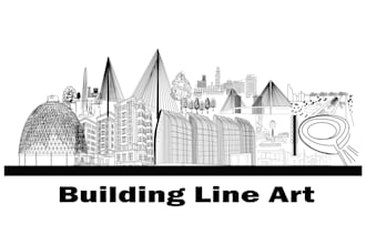 draw detailed building line art and product line art