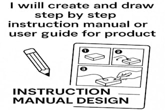 create and draw step by step instruction manual or user guide for product